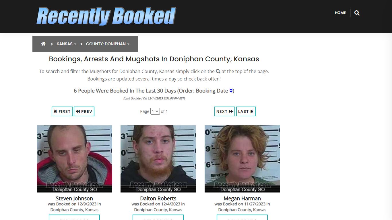 Bookings, Arrests and Mugshots in Doniphan County, Kansas