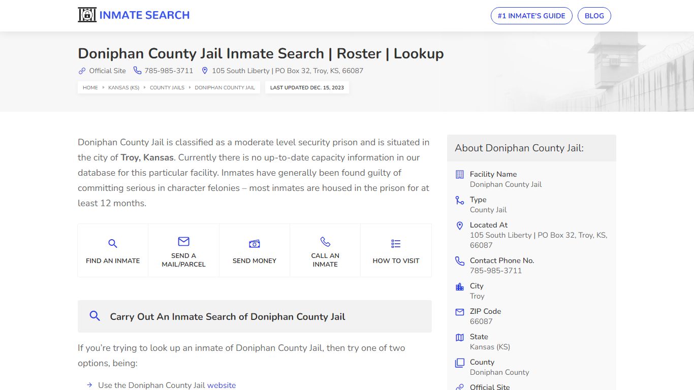 Doniphan County Jail Inmate Search | Roster | Lookup