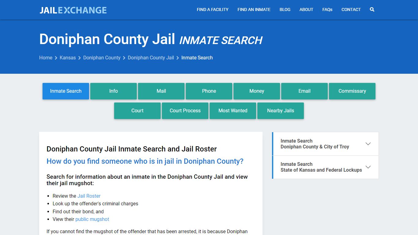 Inmate Search: Roster & Mugshots - Doniphan County Jail, KS