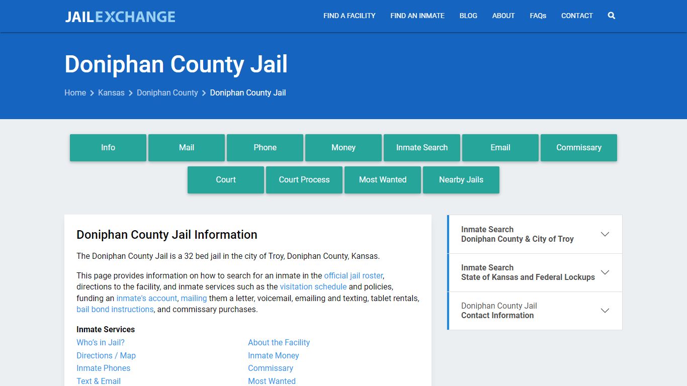 Doniphan County Jail, KS Inmate Search, Information