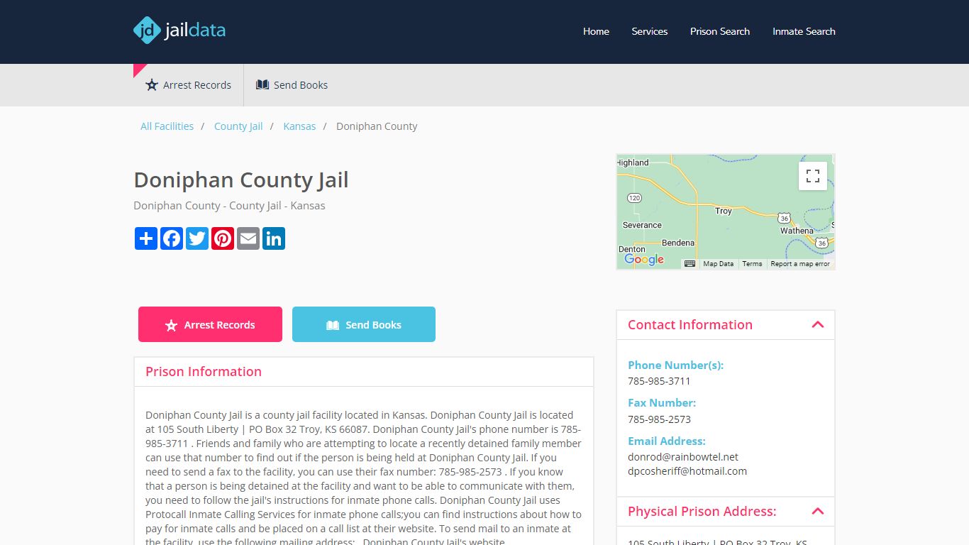 Doniphan County Jail Inmate Search and Prisoner Info - Troy, KS
